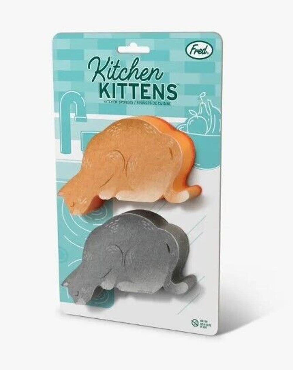 New Fred Cat Kitten Orange & Grey Cats Kittens Kitchen 2 Sponge Pack Set